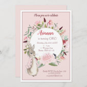 Classic Roze Peter Konijn Bloemen Verjaardag Kaart (Voorkant / Achterkant)