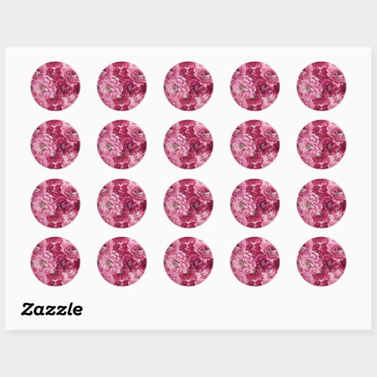 Classic roze pioenrozen clusters Sticker (Vel)