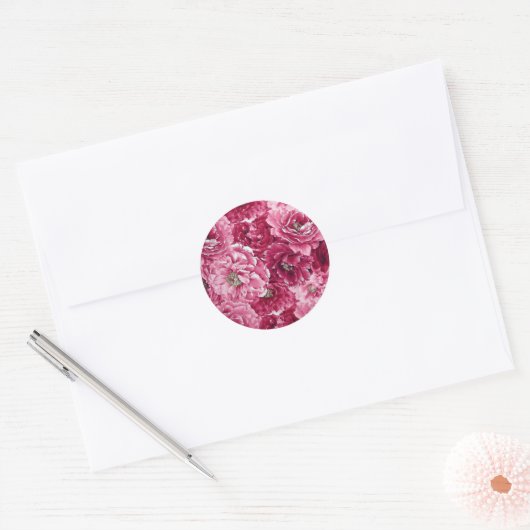 Classic roze pioenrozen clusters Sticker (Envelop)