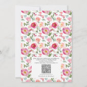 Classic Roze QR Code Waterverf Bloemen Bruiloft Kaart (Achterkant)