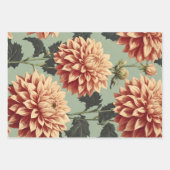 Classic Roze Wit Dahlias Botanisch Inpakpapier Vel (Voorkant)