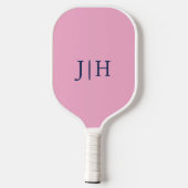 Classic Roze/Wit Eenvoudig Monogram Minimalistisch Pickleball Paddle (Achterkant)