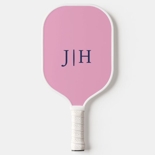 Classic Roze/Wit Eenvoudig Monogram Minimalistisch Pickleball Paddle (Voorkant)