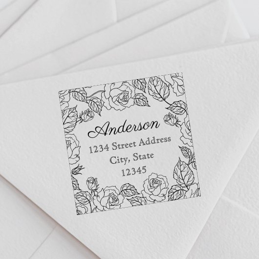 Classic Rozen Familienaam Retouradres Zelfinktende Stempel