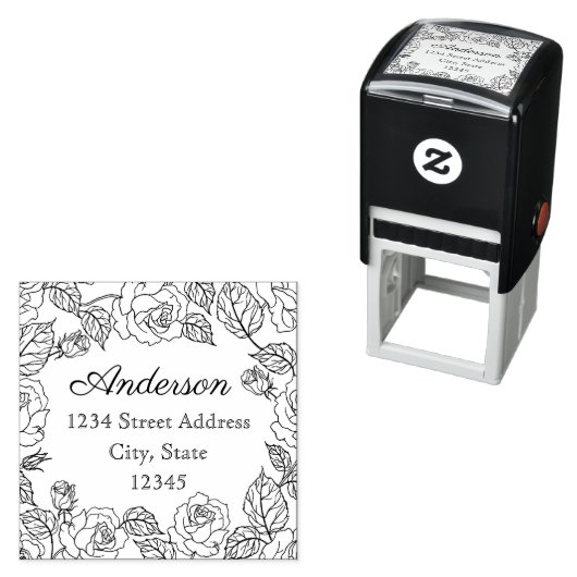 Classic Rozen Familienaam Retouradres Zelfinktende Stempel (In situ)