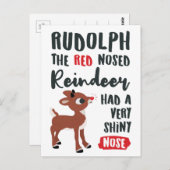 Classic Rudolph Reindeer Briefkaart (Voorkant / Achterkant)