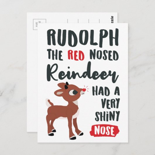 Classic Rudolph Reindeer Briefkaart (Voorkant / Achterkant)