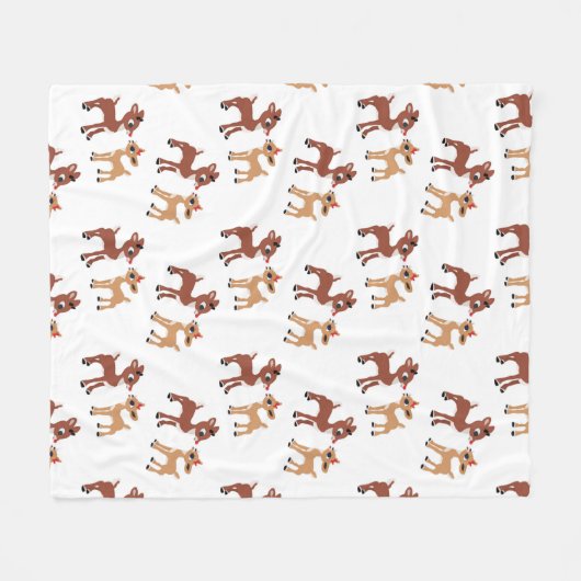 Classic Rudolph Reindeer Fleece Deken (Voorkant (Horizontaal))