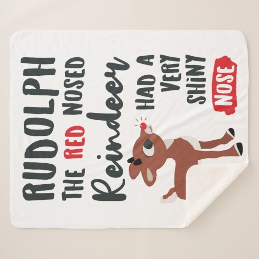 Classic Rudolph Reindeer Sherpa Deken (Voorkant (horizontaal))