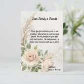 Classic Rustic Boho Rozen bruiloft Bedankkaart (Staand voorkant)