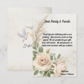 Classic Rustic Boho Rozen bruiloft Bedankkaart (Voorkant / Achterkant)