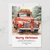 Classic rustic Christmas red car festive artwork Feestdagenkaart (Voorkant)