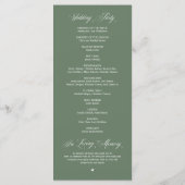 Classic Rustic Forest Sage Green, Wedding Ceremony Programmakaart (Achterkant)