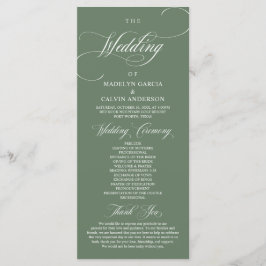 Classic Rustic Forest Sage Green, Wedding Ceremony Programmakaart