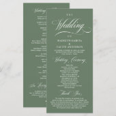 Classic Rustic Forest Sage Green, Wedding Ceremony Programmakaart (Voorkant / Achterkant)