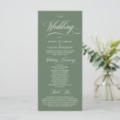Classic Rustic Forest Sage Green, Wedding Ceremony Programmakaart (Staand voorkant)