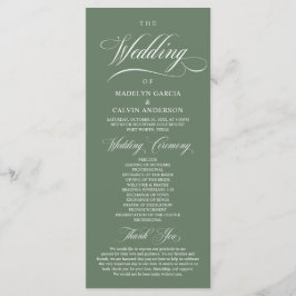 Classic Rustic Forest Sage Green, Wedding Ceremony Programmakaart