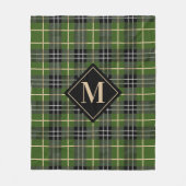 Classic Rustic Green Tartan Pset Monogram Fleece Deken (Voorkant)