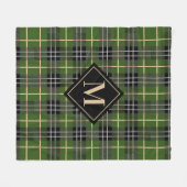 Classic Rustic Green Tartan Pset Monogram Fleece Deken (Voorkant (Horizontaal))