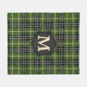 Classic Rustic Green Tartan Pset Monogram Fleece Deken (Voorkant (Horizontaal))