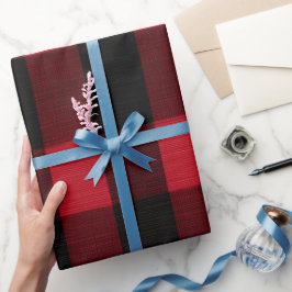 Classic Rustic Red Black Crimson Plaid Pattern Cadeaupapier