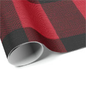 Classic Rustic Red Black Crimson Plaid Pattern Cadeaupapier (Rol Hoek)