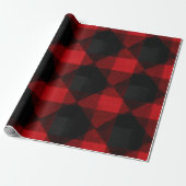 Classic Rustic Red Black Crimson Plaid Pattern Cadeaupapier (Uitgerold)