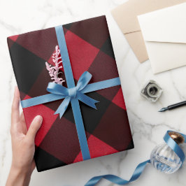 Classic Rustic Red Black Crimson Plaid Pattern Cadeaupapier