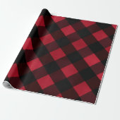 Classic Rustic Red Black Crimson Plaid Pattern Cadeaupapier (Uitgerold)