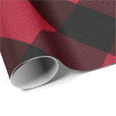 Classic Rustic Red Black Crimson Plaid Pattern Cadeaupapier (Rol Hoek)