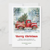 Classic Rustic Red Truck Christmas Scene Greeting Feestdagenkaart (Voorkant)