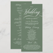 Classic Rustic Sage Green, Wedding Ceremony Programmakaart (Voorkant / Achterkant)