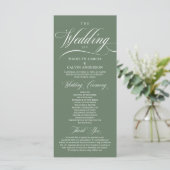Classic Rustic Sage Green, Wedding Ceremony Programmakaart (Staand voorkant)