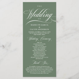 Classic Rustic Sage Green, Wedding Ceremony Programmakaart