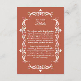 Classic Rustic Terracotta Ember Ornately Framed Informatiekaartje