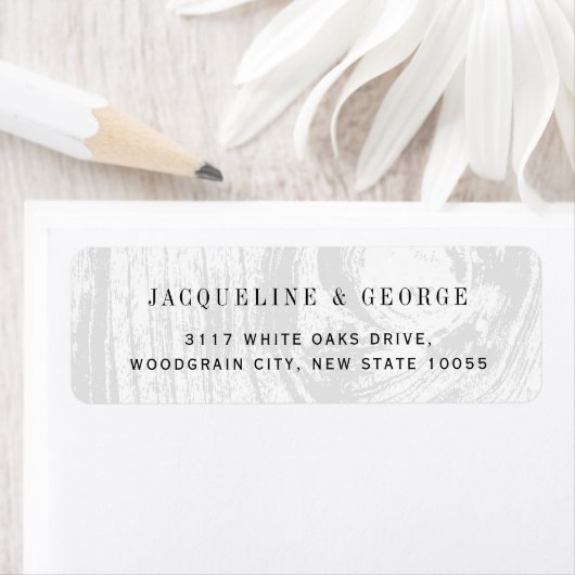 Classic Rustic Wood Grain Winter Weddenschap Adres Etiket (Insitu)