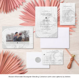 Classic Rustic Woodgrain Winter Wedbruiloft Foto Save The Date