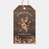 Classic Rustiek Hout waterverf herfst Bloemen brui Cadeaulabel (Achterkant)