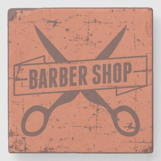  Classic Rustieke Barber Shop Stenen Onderzetter (Voorkant)