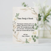 Classic Rustieke Boho Rozen & Pampas Grass Wedding Bedankkaart (Staand voorkant)