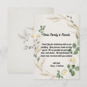 Classic Rustieke Boho Rozen & Pampas Grass Wedding Bedankkaart (Voorkant / Achterkant)
