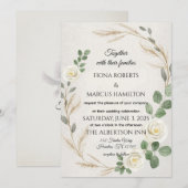 Classic Rustieke Boho Rozen & Pampas Grass Wedding Kaart (Voorkant / Achterkant)