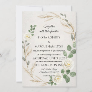 Classic Rustieke Boho Rozen & Pampas Grass Wedding Save The Date
