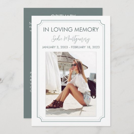 Classic Sage Border begrafenisprogramma Kaart (Voorkant / Achterkant)