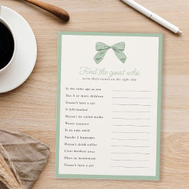 Classic Sage Bow Vind de Gast Douche Game Kaart