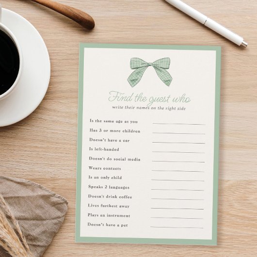 Classic Sage Bow Vind de Gast Douche Game Kaart