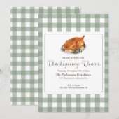 Classic Sage en Plaid Thanksgiving Diner Kaart (Voorkant / Achterkant)