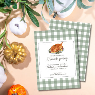 Classic Sage en Plaid Thanksgiving Uitnodiging