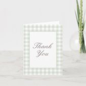 Classic Sage Gingham Boy Baby shower Bedankkaart (Voorkant)