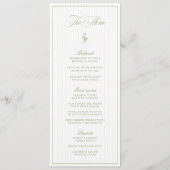 Classic Sage Green & Beige Gestreepte Trouwmenu Menu (Voorkant)